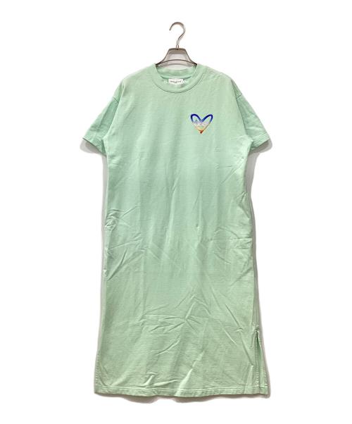 maison kitsune（メゾンキツネ）maison kitsune (メゾンキツネ) ADER error (アーダーエラー) ロゴ刺繍半袖ワンピース グリーン サイズ:XSの古着・服飾アイテム