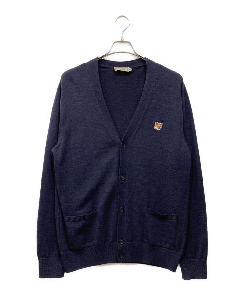 maison kitsune（メゾンキツネ）maison kitsune (メゾンキツネ) フォックスヘッドパッチクラシックカーディガン ネイビー サイズ:XLの古着・服飾アイテム
