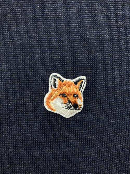 maison kitsune（メゾンキツネ）maison kitsune (メゾンキツネ) フォックスヘッドパッチクラシックカーディガン ネイビー サイズ:XLの古着・服飾アイテム