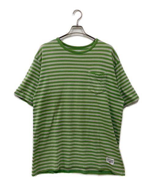 stussy（ステューシー）stussy (ステューシー) ボーダーTシャツ グリーン×ホワイト サイズ:XLの古着・服飾アイテム