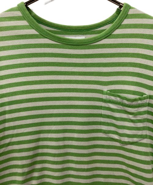 stussy（ステューシー）stussy (ステューシー) ボーダーTシャツ グリーン×ホワイト サイズ:XLの古着・服飾アイテム