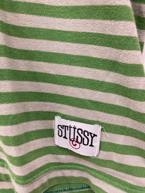 stussy（ステューシー）stussy (ステューシー) ボーダーTシャツ グリーン×ホワイト サイズ:XLの古着・服飾アイテム