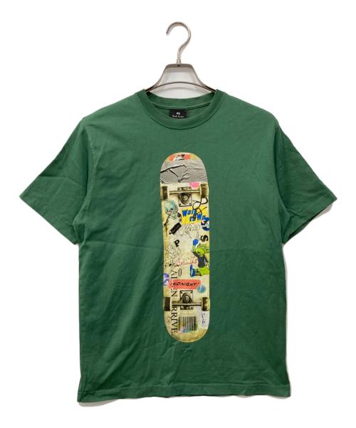 PS Paul Smith（ＰＳポールスミス）PS Paul Smith (ＰＳポールスミス) プリントTシャツ グリーン サイズ:Lの古着・服飾アイテム
