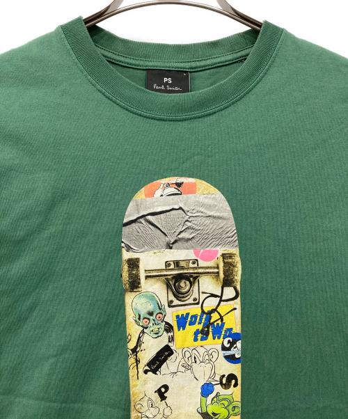 PS Paul Smith（ＰＳポールスミス）PS Paul Smith (ＰＳポールスミス) プリントTシャツ グリーン サイズ:Lの古着・服飾アイテム