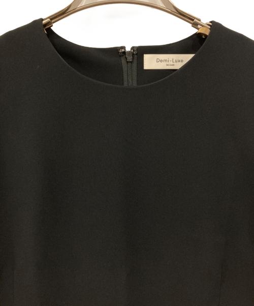 Demi-Luxe Beams（デミルクス ビームス）Demi-Luxe BEAMS (デミルクス ビームス) トリアセ ペプラム ブラウス ブラック サイズ:38の古着・服飾アイテム