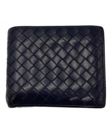 BOTTEGA VENETA（ボッテガベネタ）の古着「イントレチャート 2つ折財布」｜ネイビー