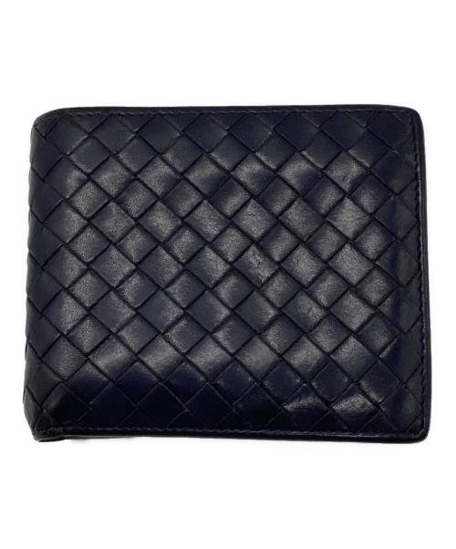 BOTTEGA VENETA（ボッテガベネタ）BOTTEGA VENETA (ボッテガベネタ) イントレチャート 2つ折財布 ネイビーの古着・服飾アイテム