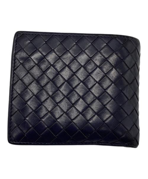 BOTTEGA VENETA（ボッテガベネタ）BOTTEGA VENETA (ボッテガベネタ) イントレチャート 2つ折財布 ネイビーの古着・服飾アイテム