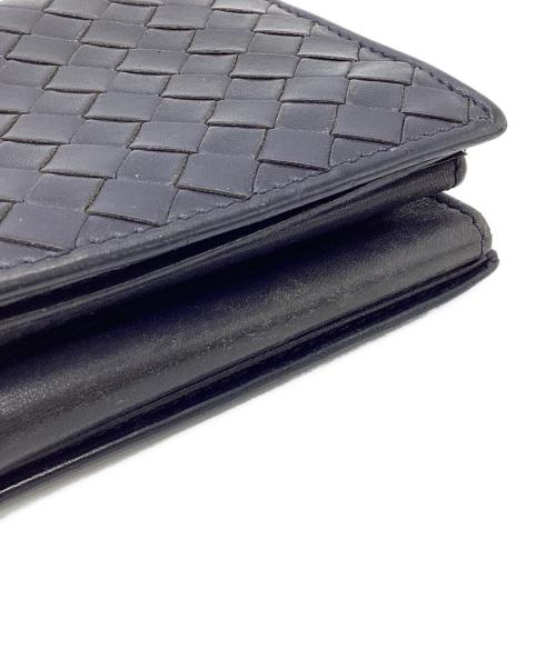 BOTTEGA VENETA（ボッテガベネタ）BOTTEGA VENETA (ボッテガベネタ) イントレチャート 2つ折財布 ネイビーの古着・服飾アイテム