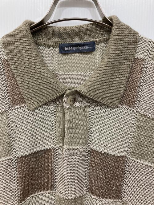 ISSEY MIYAKE MEN（イッセイミヤケメン）ISSEY MIYAKE MEN (イッセイミヤケメン) リネンコットン ニットポロシャツ ベージュ サイズ:Freeの古着・服飾アイテム