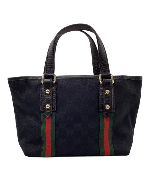 GUCCI（グッチ）GUCCI (グッチ) GGキャンバスシェリーラインハンドバッグ ブラックの古着・服飾アイテム