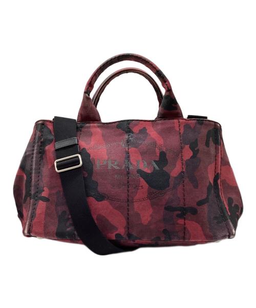 PRADA（プラダ）PRADA (プラダ) 2WAYカナパカモフラトートバッグ レッドの古着・服飾アイテム