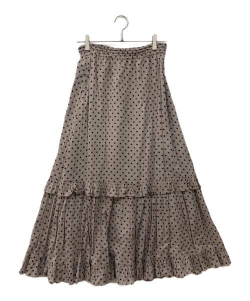 ne quittez pas（ヌキテパ）ne quittez pas (ヌキテパ) ドットプリントフレアスカート ベージュ×ブラック サイズ:Mの古着・服飾アイテム