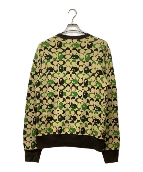 COACH（コーチ）COACH (コーチ) A BATHING APE (アベイシングエイプ) カモ柄スウェット グリーン サイズ:Mの古着・服飾アイテム