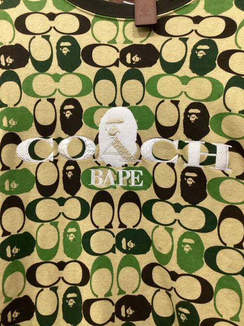 COACH（コーチ）COACH (コーチ) A BATHING APE (アベイシングエイプ) カモ柄スウェット グリーン サイズ:Mの古着・服飾アイテム