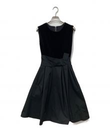 VELOUR NOIR by FOXEY NEWYORK（ベロア ノワール by フォクシー ニューヨーク）の古着「ベロア切替ワンピース」｜ブラック