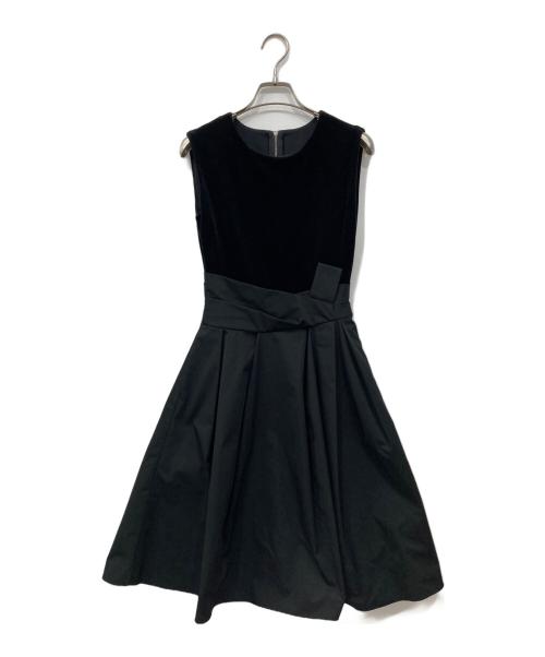 VELOUR NOIR by FOXEY NEWYORK（ベロア ノワール by フォクシー ニューヨーク）VELOUR NOIR by FOXEY NEWYORK (ベロア ノワール by フォクシー ニューヨーク) ベロア切替ワンピース ブラック サイズ:38の古着・服飾アイテム