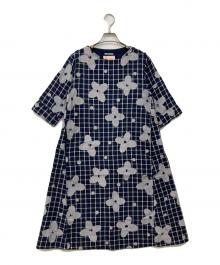 SOU・SOU×le coq sportif（ソウソウ×ルコックスポルティフ）の古着「フラワープリントワンピース」｜ネイビー