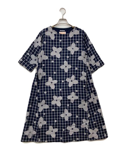 SOU・SOU（ソウソウ）SOU・SOU (ソウソウ) le coq sportif (ルコックスポルティフ) フラワープリントワンピース ネイビー サイズ:Sの古着・服飾アイテム