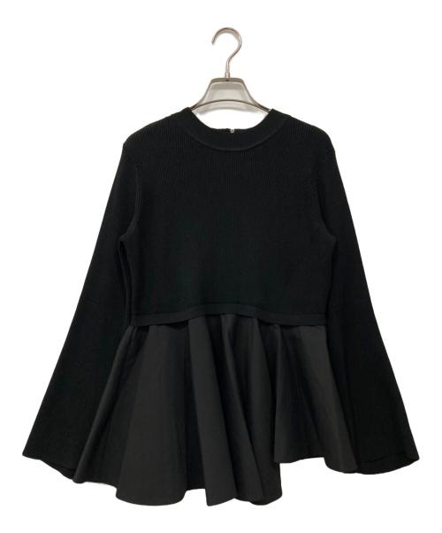 Adam et Rope（アダム エ ロペ）Adam et Rope (アダム エ ロペ) ペプラムコンビニットプルオーバー ブラック サイズ:Freeの古着・服飾アイテム