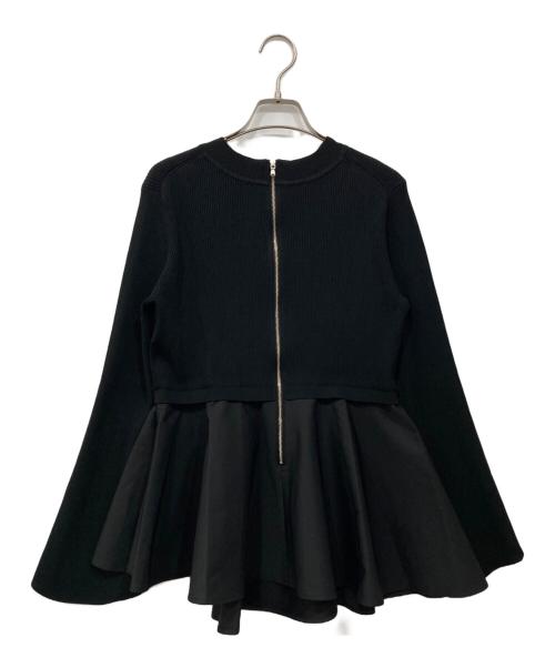 Adam et Rope（アダム エ ロペ）Adam et Rope (アダム エ ロペ) ペプラムコンビニットプルオーバー ブラック サイズ:Freeの古着・服飾アイテム
