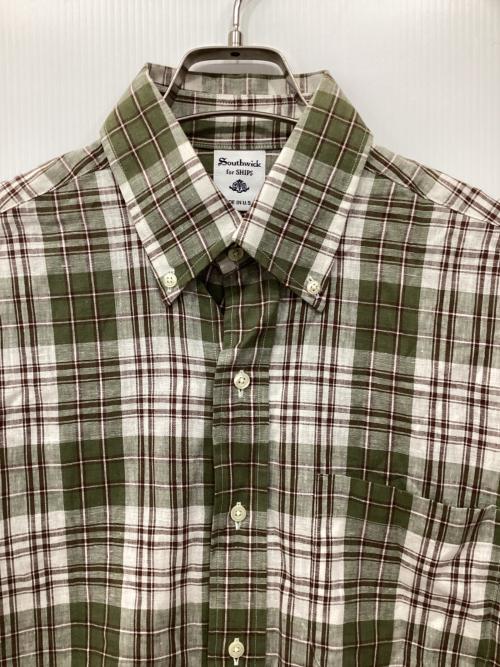 SOUTHWICK for SHIPS（サウスウィック フォー シップス）SOUTHWICK for SHIPS (サウスウィック フォー シップス) チェックシャツ グリーン×ホワイト サイズ:15の古着・服飾アイテム