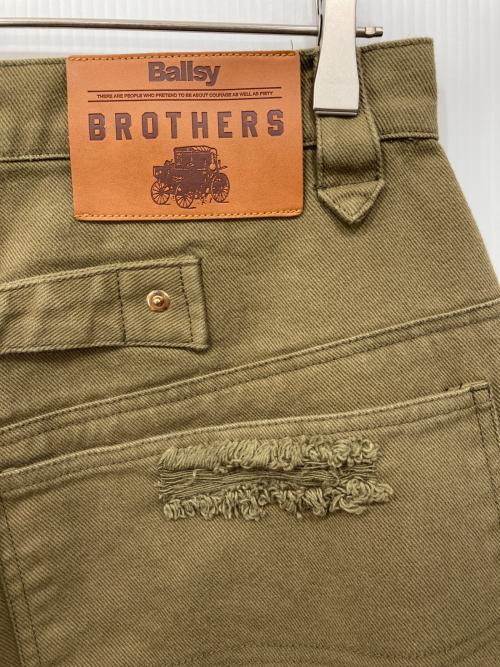 Ballsy.Brothers（ボールジーブラザーズ）Ballsy.Brothers (ボールジーブラザーズ) ダメージデニムパンツ カーキ サイズ:Mの古着・服飾アイテム