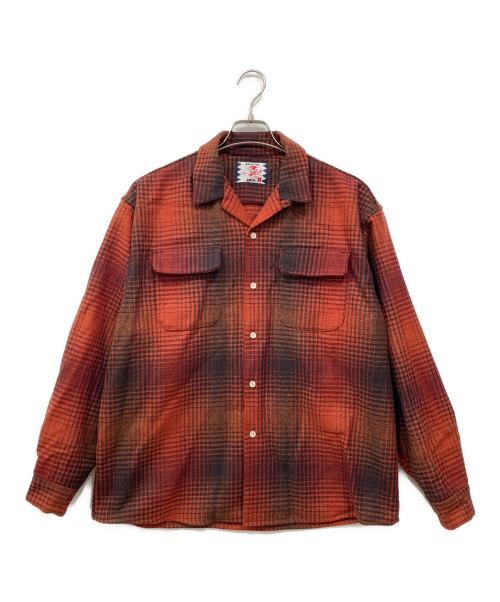 son of the cheese（（サノバチーズ））SON OF THE CHEESE (（サノバチーズ）) メルトンチェックシャツ レッド サイズ:Mの古着・服飾アイテム