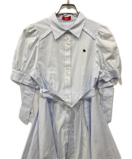 POLO（ポロ）POLO (ポロ) dazzlin (ダズリン) ヘムレイヤードシャツワンピース ホワイト×ブルー サイズ:Sの古着・服飾アイテム