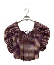 Ameri（アメリ）の古着「CHECK PUFF SLEEVE TOP」｜パープル