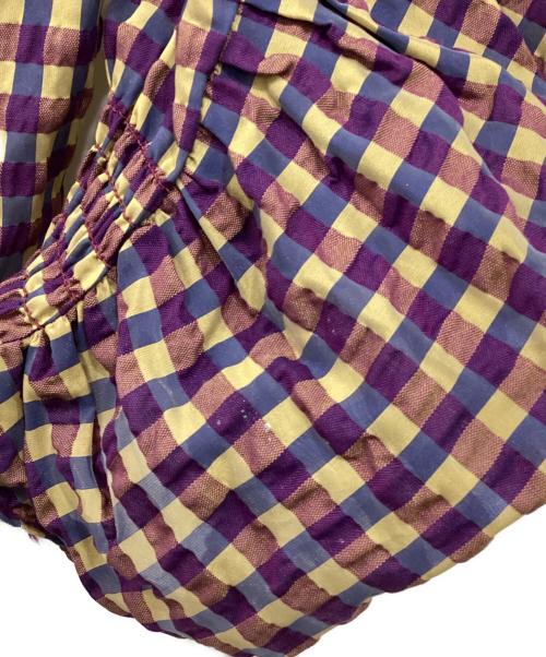Ameri（アメリ）AMERI (アメリ) CHECK PUFF SLEEVE TOP パープル サイズ:Sの古着・服飾アイテム