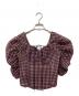 AMERI（アメリ）の古着「CHECK PUFF SLEEVE TOP」｜パープル