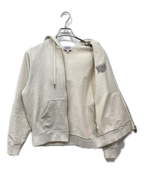 MARITHE+FRANCOIS GIRBAUD（マリテフランソワジルボー）MARITHE+FRANCOIS GIRBAUD (マリテフランソワジルボー) CLASSIC LOGO ZIP UP HOODIE ライトグレー サイズ:Sの古着・服飾アイテム