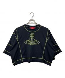 Vivienne Westwood RED LABEL（ヴィヴィアンウエストウッドレッドレーベル）の古着「オーブステッチ クロップカットソー」｜ブラック