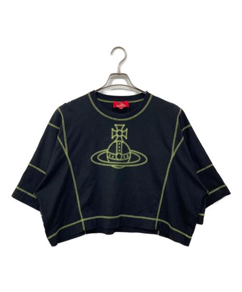 Vivienne Westwood RED LABEL（ヴィヴィアンウエストウッドレッドレーベル）Vivienne Westwood RED LABEL (ヴィヴィアンウエストウッドレッドレーベル) オーブステッチ クロップカットソー ブラック サイズ:00の古着・服飾アイテム