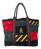 Rugby Ralph Laurenラグビーラルフローレン）の古着「パッチワークビッグトートバッグ」｜レッド×グリーン×ブラック