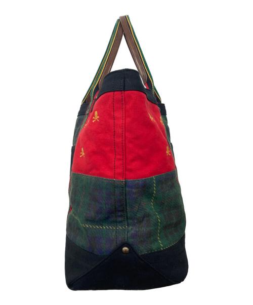 Rugby Ralph Lauren（ラグビーラルフローレン）Rugby Ralph Lauren (ラグビーラルフローレン) パッチワークビッグトートバッグ レッド×グリーン×ブラックの古着・服飾アイテム