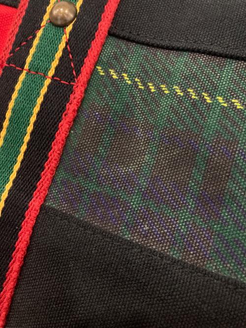 Rugby Ralph Lauren（ラグビーラルフローレン）Rugby Ralph Lauren (ラグビーラルフローレン) パッチワークビッグトートバッグ レッド×グリーン×ブラックの古着・服飾アイテム