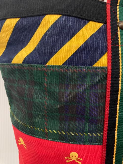 Rugby Ralph Lauren（ラグビーラルフローレン）Rugby Ralph Lauren (ラグビーラルフローレン) パッチワークビッグトートバッグ レッド×グリーン×ブラックの古着・服飾アイテム