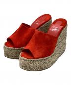 Christian Louboutinクリスチャン・ルブタン）の古着「エスパドリーユ ウェッジミュール」｜レッド