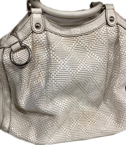 GUCCI（グッチ）GUCCI (グッチ) レザーハンドバッグ ホワイトの古着・服飾アイテム