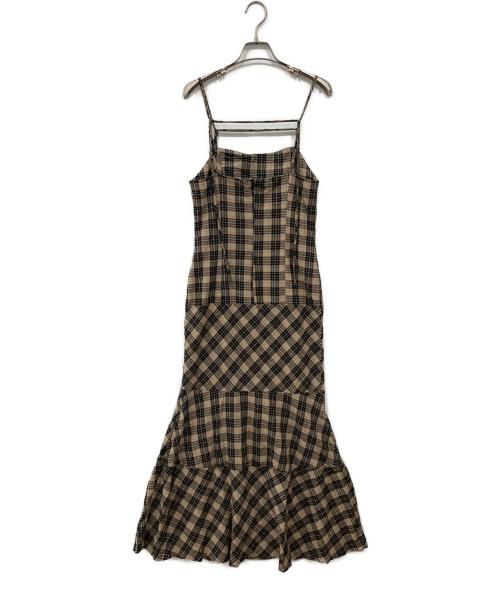 ANDMARY（アンドマリー）ANDMARY (アンドマリー) キャミソールワンピース ベージュ×ブラック サイズ:Freeの古着・服飾アイテム
