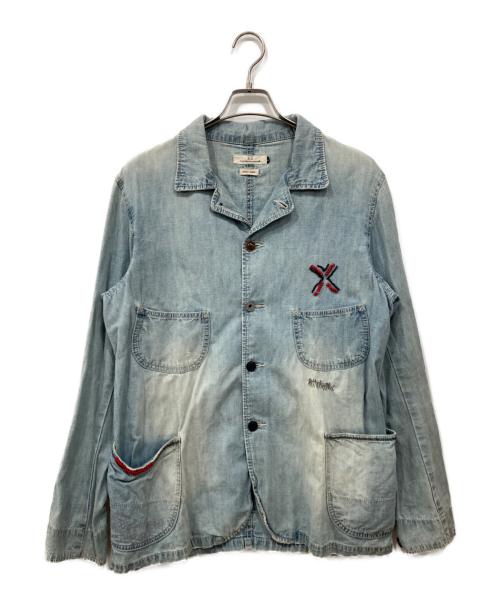 ku（クウ）ku (クウ) ビーズカバーオール インディゴ サイズ:Lの古着・服飾アイテム