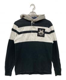 POLO RALPH LAUREN（ポロ・ラルフローレン）の古着「フーデッドラガーシャツ」｜ブラック×ホワイト