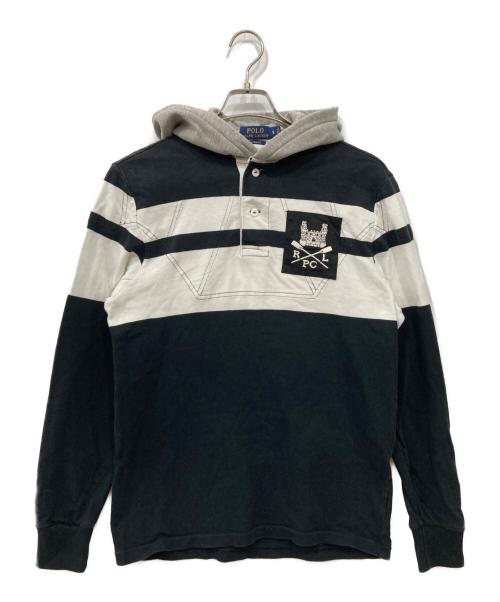 POLO RALPH LAUREN（ポロ・ラルフローレン）POLO RALPH LAUREN (ポロ・ラルフローレン) フーデッドラガーシャツ ブラック×ホワイト サイズ:Sの古着・服飾アイテム