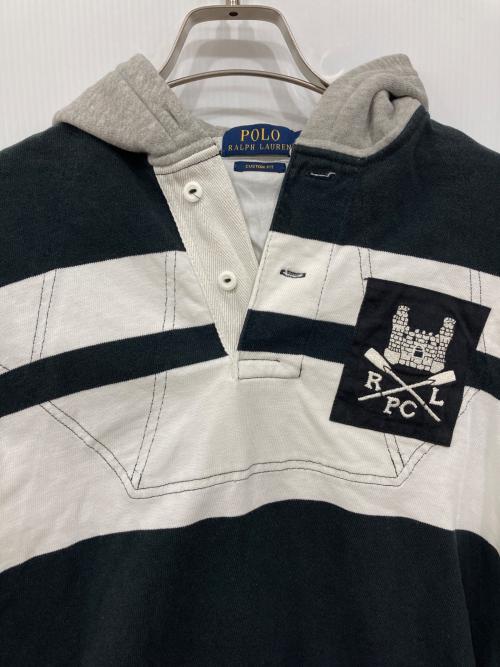 POLO RALPH LAUREN（ポロ・ラルフローレン）POLO RALPH LAUREN (ポロ・ラルフローレン) フーデッドラガーシャツ ブラック×ホワイト サイズ:Sの古着・服飾アイテム