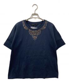 WEEKEND Max Mara（ウィークエンド マックスマーラ）の古着「ビジューカットソー」｜ネイビー