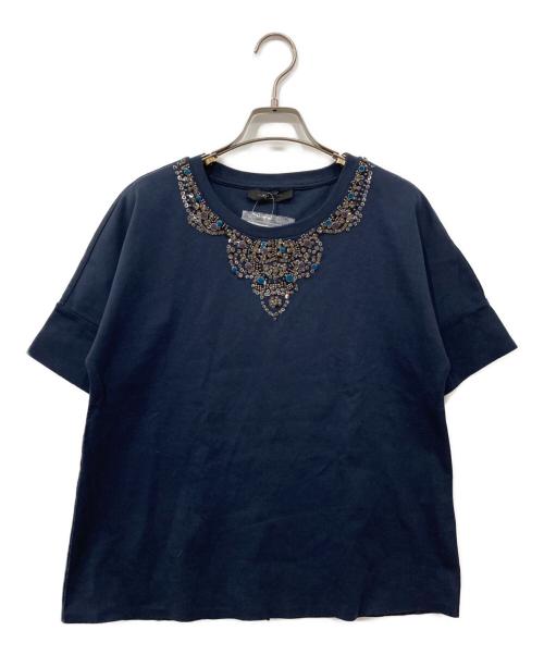 WEEKEND Max Mara（ウィークエンド マックスマーラ）WEEKEND Max Mara (ウィークエンド マックスマーラ) ビジューカットソー ネイビー サイズ:Mの古着・服飾アイテム