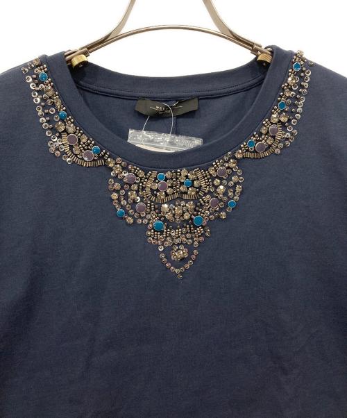 WEEKEND Max Mara（ウィークエンド マックスマーラ）WEEKEND Max Mara (ウィークエンド マックスマーラ) ビジューカットソー ネイビー サイズ:Mの古着・服飾アイテム