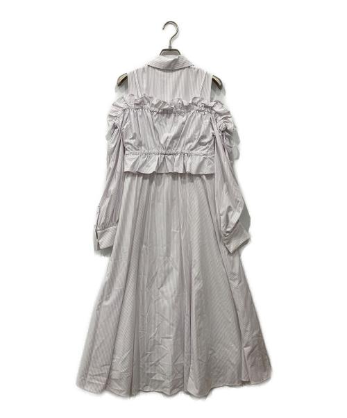 LILLIAN CARAT（リリアンカラット）LILLIAN CARAT (リリアンカラット) レイヤードデザインストライプシャツワンピース パープル サイズ:1の古着・服飾アイテム